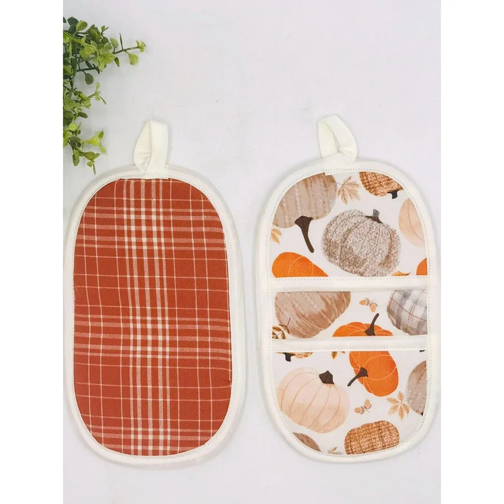 Finger Hotpad: Potholder, Pumpkins and Plaid Hotpad